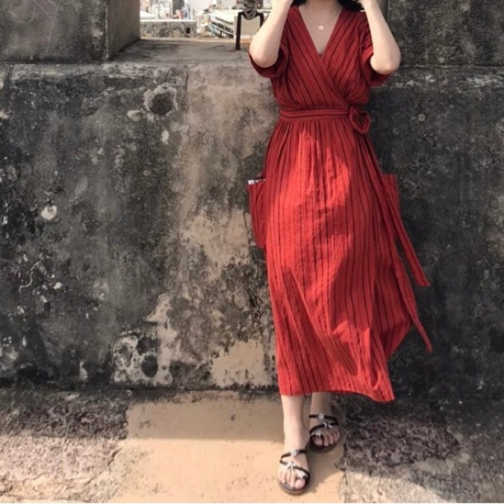 Red wrap dress